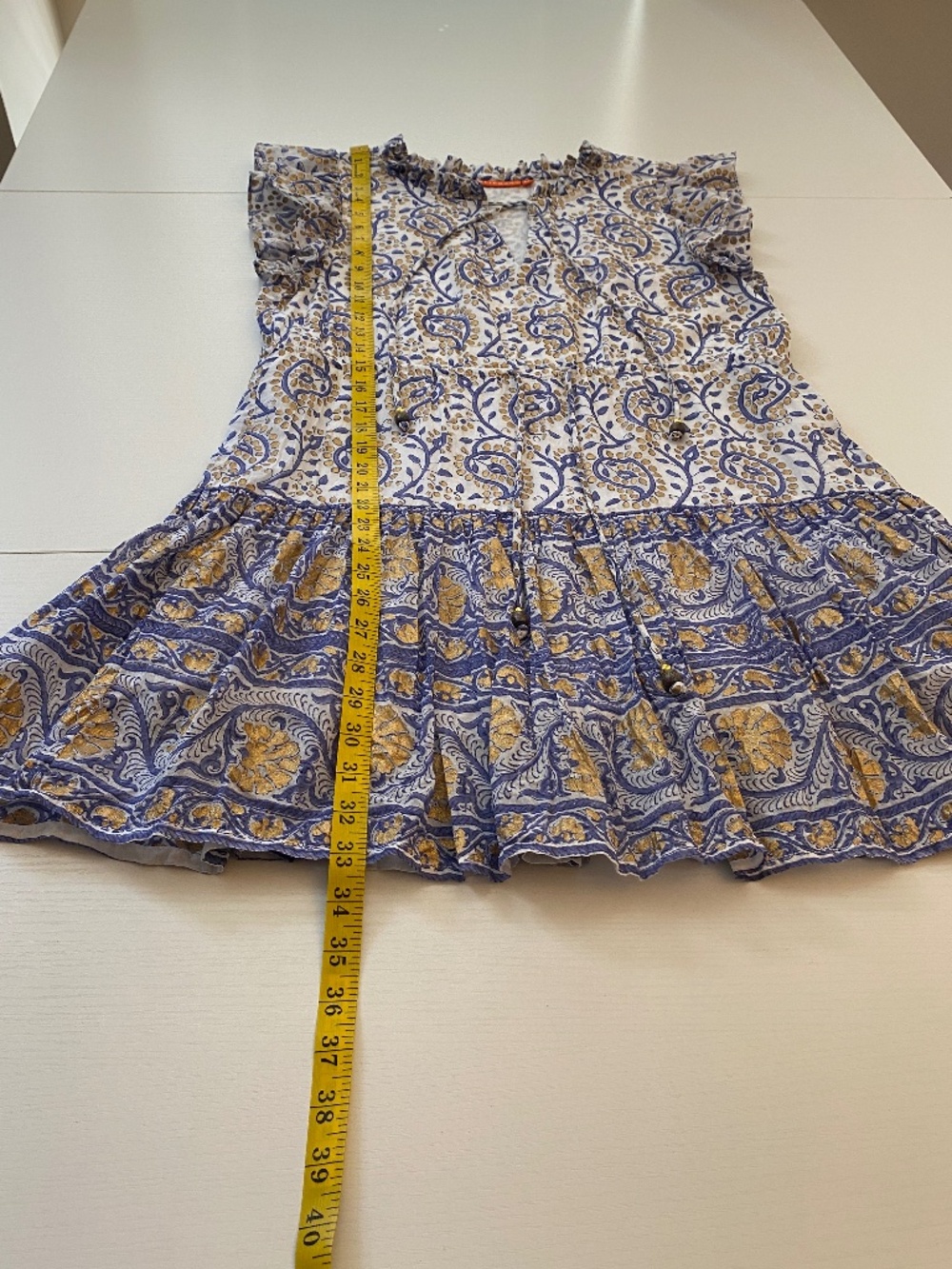 Oliphant Tiered Ruffle Paisley Mini Dress Size Medium - Picture 11 of 16